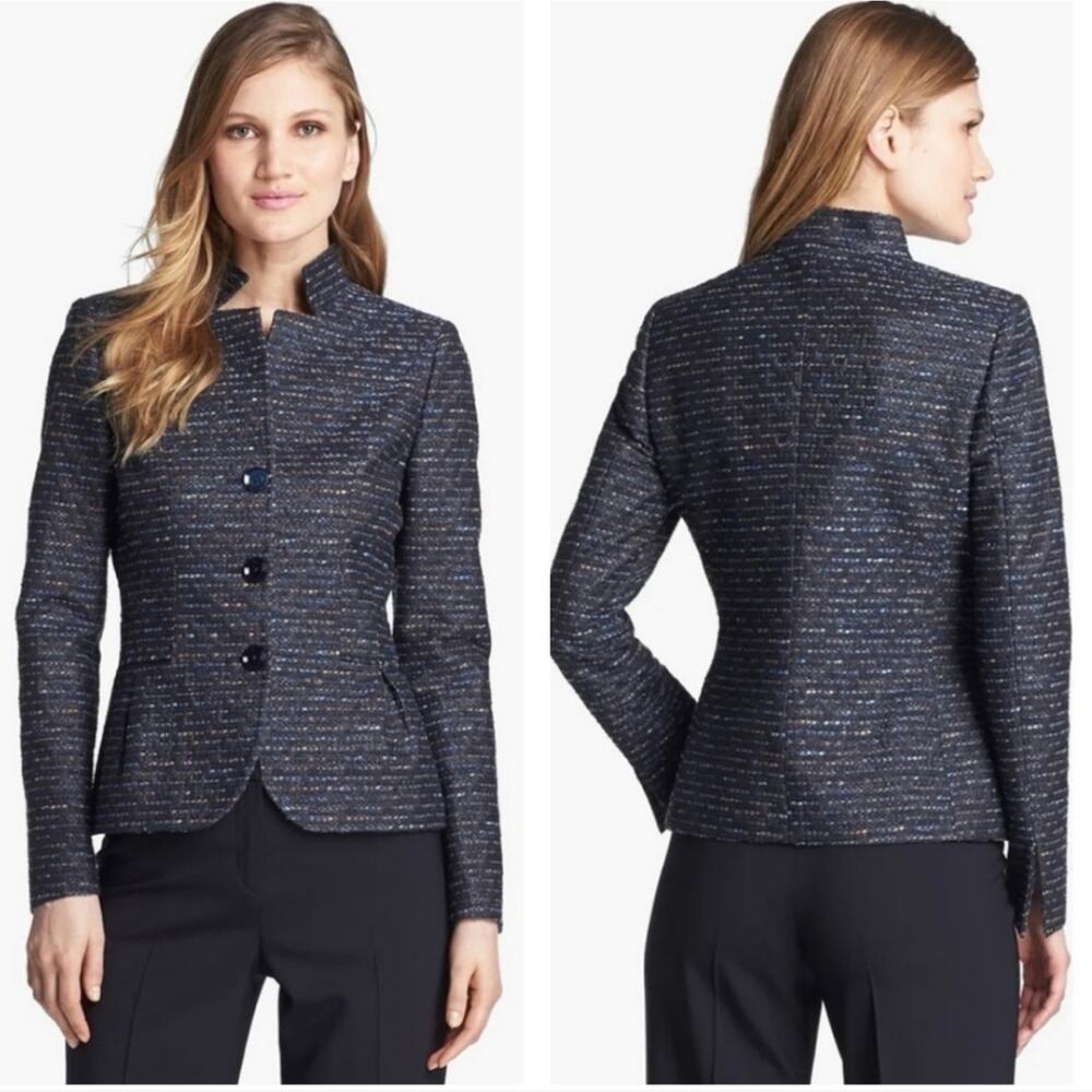 Santorelli Caryn Navy Tweed Woven Jacket 10